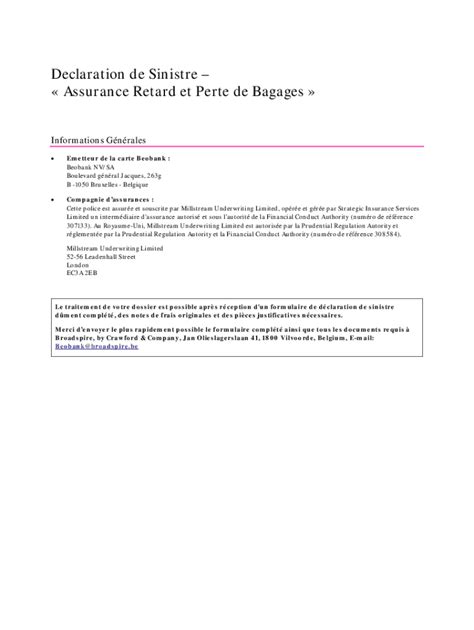 Fillable Online Dclaration De Sinistre Retard Et Perte De Bagages Fax