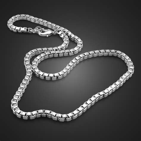 Classic Really 100 925 Sterling Silver Box Chain Fashion Men 6mm 18 26