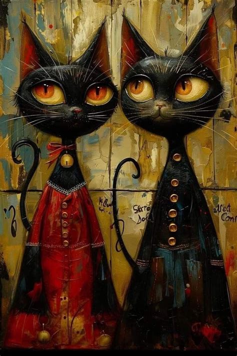 Pin By Terry Curtis On Holidays In Black Cat Art Cat Art