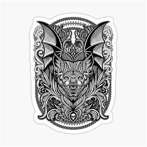 "Traditional Beautiful and Scary Bat Tattoo" Sticker for Sale by ...