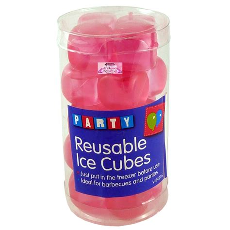 20 PINK REUSABLE COOL ICE CUBE BLOCK PLASTIC PARTY FREEZE COLOURED ...