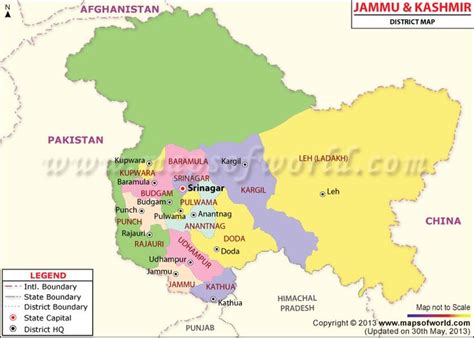 Map of Jammu and Kashmir, India