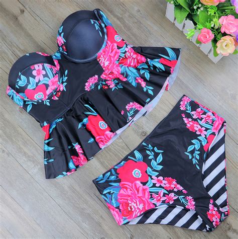 2017 New Print Bikinis Women Swimsuit High Waist Bathing Suit Plus Size Swimwear Push Up Bikini