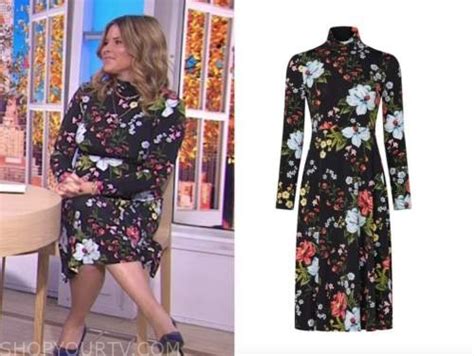 Jenna Bush Hager The Today Show Hoda And Jenna Black Floral Turtleneck Dress Fashion