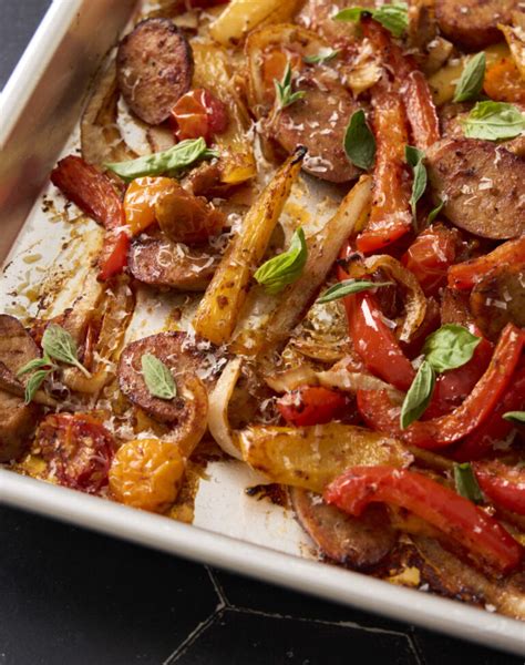 Sheet Pan Sausage And Peppers Oven Baked Italian Sausage