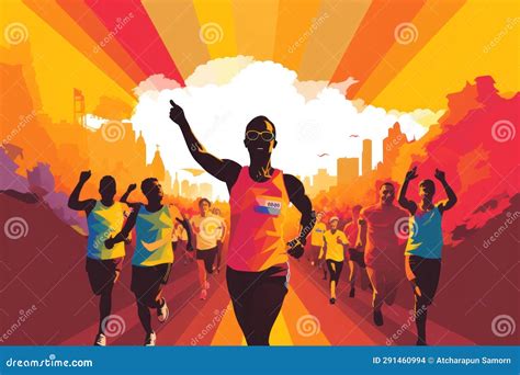 Marathon Poster Design Abstract Background Stock Illustration