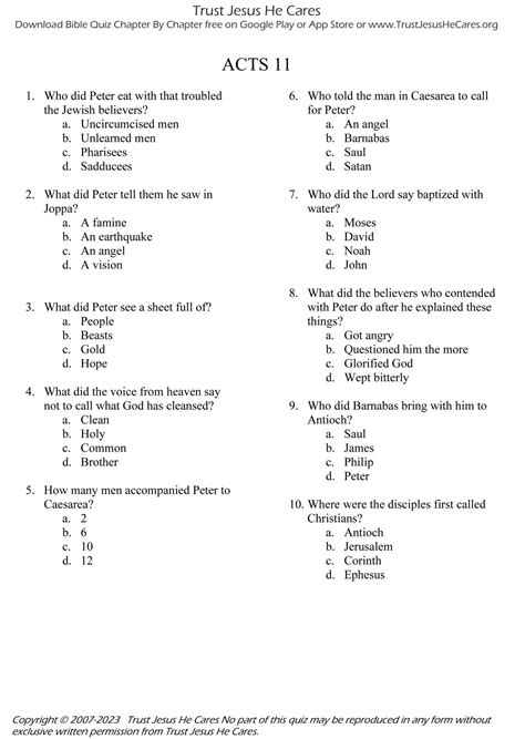 Trust - Acts Chapter 11 - Take this quiz and find free quizzes for