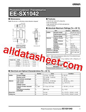 EE SX1042 Datasheet PDF Omron Electronics LLC