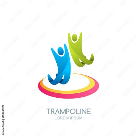 Vector trampoline sport logo emblem design template. Isolated colorful ...