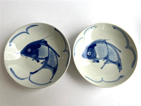 6 Piece Chinese Koi Fish Dish Set Etsy Canada