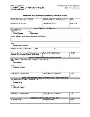 Fillable Online Documents Dgs Ca Formal Leave Of Absence Request