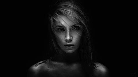 Monochrome Portrait Women Face Model Wallpaper Coolwallpapersme