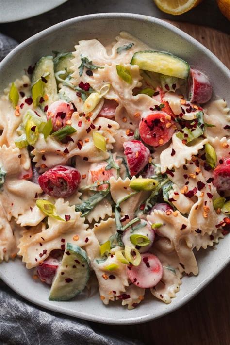 Creamy Vegan Pasta Salad Gluten Free Earth Of Maria