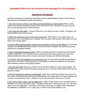 Fillable Online Candidate Profile Form Can Be Found At The End Page