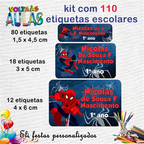 110 Etiqueta Escolar Homem Aranha Elo7 Produtos Especiais