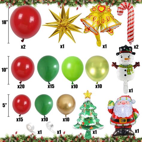 1 X Brand New Christmas Balloon Arch Kit Red Green Gold Latex Balloons