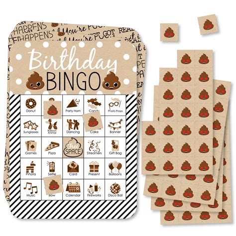 Big Dot of Happiness Party ’Til You’re Pooped - Picture Bingo Cards and