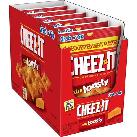 Cheez It Extra Toasty Baked Snack Crackers 3oz Box Of 6 Savory