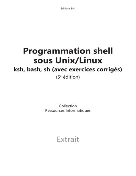 Scripts Shell Cours Extrait Du Livre