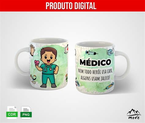 Arte Digital para Caneca 05 Médico Elo7 Produtos Especiais