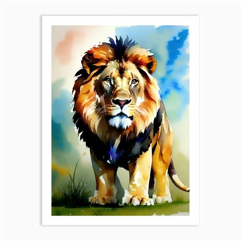 Lion Watercolor Painting Art Print by Noctarian - Fy