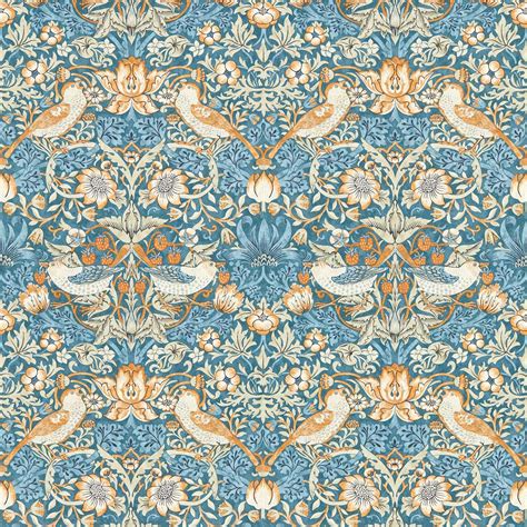 Strawberry Thief Denim Spice Wallpaper Clarke Clarke By Sanderson