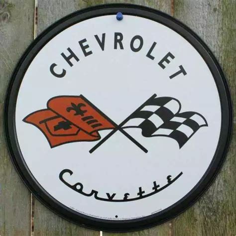 Plaque Chevrolet Corvette Logo Tole Publicitaire Metal Usa