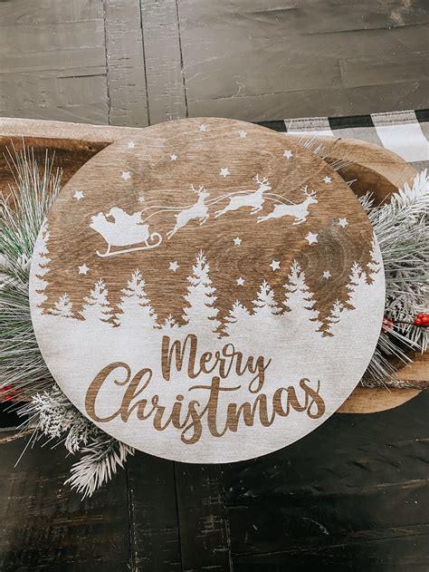 Merry Christmas Sign Round Merry Christmas Sign Christmas Etsy