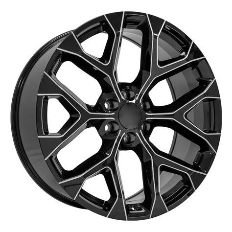 Fits GMC Snowflake Wheels CV98B 2410 Gloss Black Milled Sierra Rims