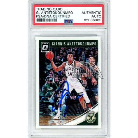 Giannis Antetokounmpo 2018 19 Panini Donruss Optic Autograph Card 85