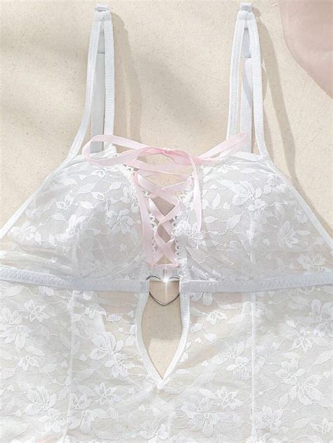 Shein Women S Lace Splice Strappy Sexy Lingerie Dress Shein Uk