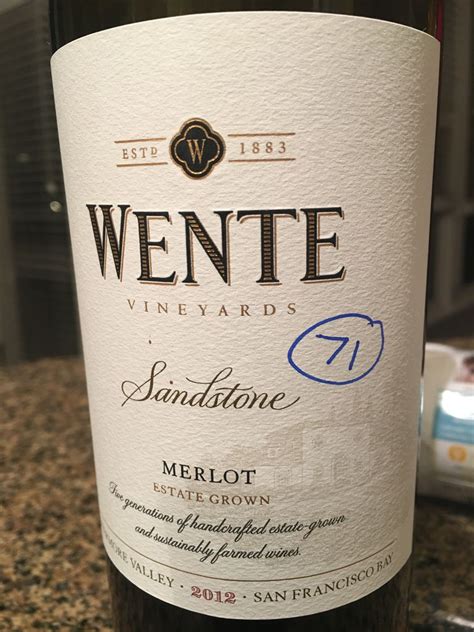 2012 Wente Vineyards Merlot Sandstone USA California San Francisco