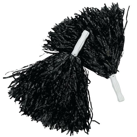 5 Pairs Of Black Cheerleading Pom Poms Hen Party Fancy Dress