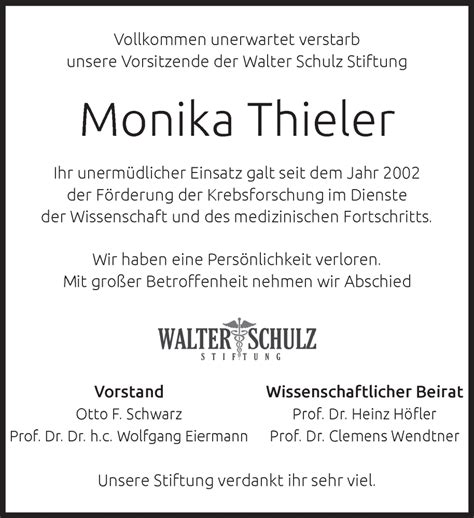 Traueranzeigen Von Monika Thieler SZ Gedenken De