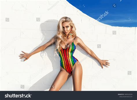 Elegant Sexy Woman Colorful Bikini On Stock Photo Shutterstock