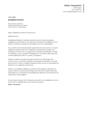 Lettre De Motivation Universit Master Informatique Financial Report