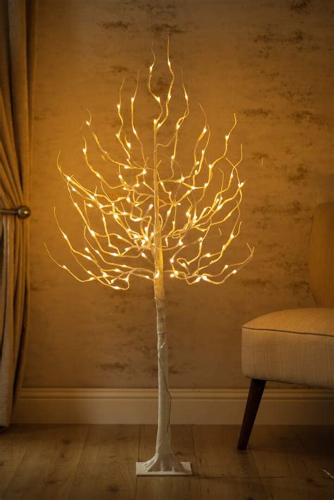 White Silver Light Up Twig Tree Festive Decor Ft Marco Paul