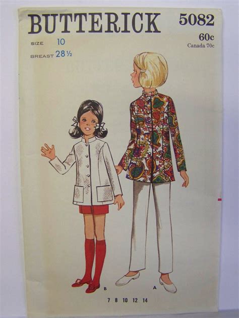 Fab Vintage S Butterick Girl S Nehru Jacket Pattern Size