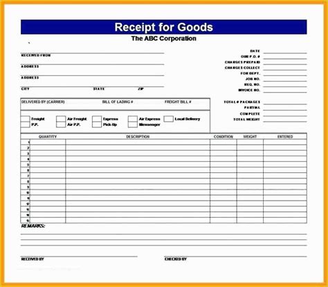 Warehouse Receipt Template Free Free Templates Printable