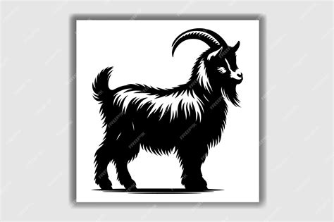 Premium Vector | A black and white drawing of a goat with a black and ...