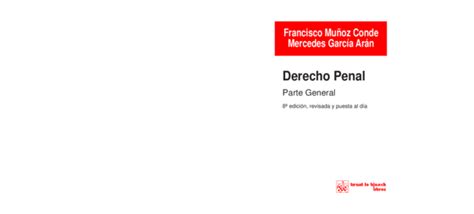 Pdf Francisco Muñoz Conde Mercedes García Arán Derecho Penal Parte