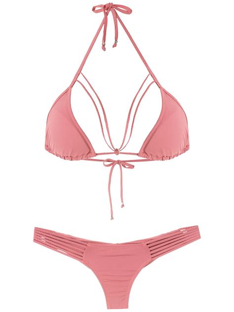 Amir Slama Straps Triangle Bikini Set In Pink ModeSens