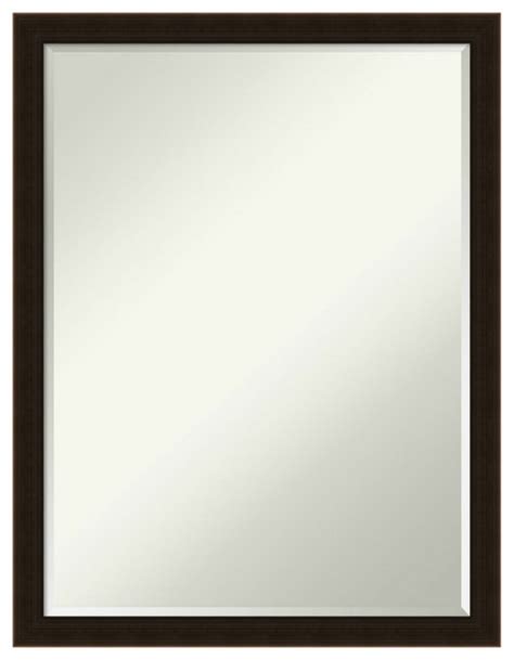 Espresso Brown Petite Bevel Wood Bathroom Wall Mirror 20 X 26 In