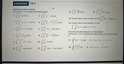 Solved Evaluating Iterated Integrals In Exercises 1 14