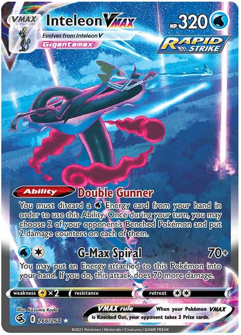 Inteleon VMAX Fusion Strike 266 Pokemon Card