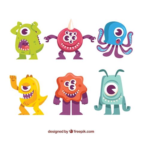 Free Vector Set Of Colorful Monsters