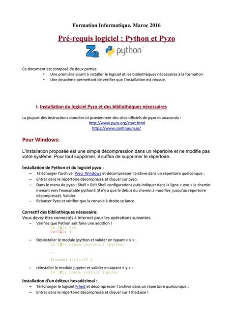 Pr Requis Logiciel Python Et Pyzo