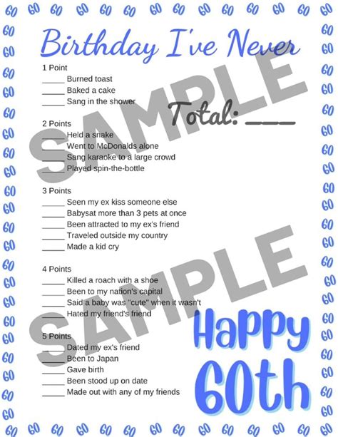 60th Birthday Party Games Free Printables Parties Made Personal