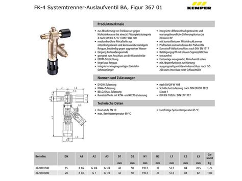 Kemper Fk Systemtrenner Ba Dn Haustechnik Hamburg