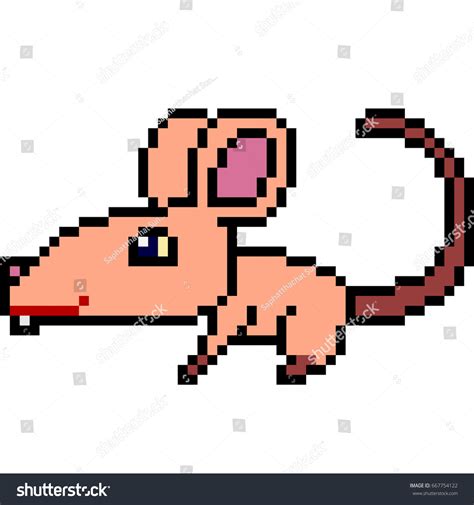 Pixel Art Rat Side Isolated Royalty Free Stock Vector 667754122